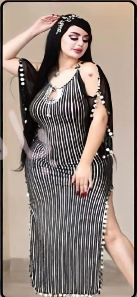 Neues ägyptisches Bauchtanzkleid, Galabia für orientalischen Tanz im Fallahi-Stil, handgefertigt