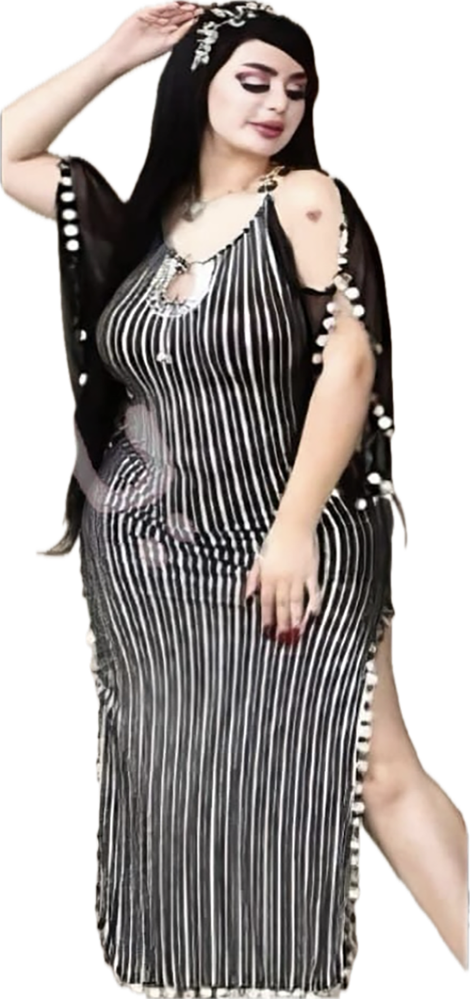 Neues ägyptisches Bauchtanzkleid, Galabia für orientalischen Tanz im Fallahi-Stil, handgefertigt