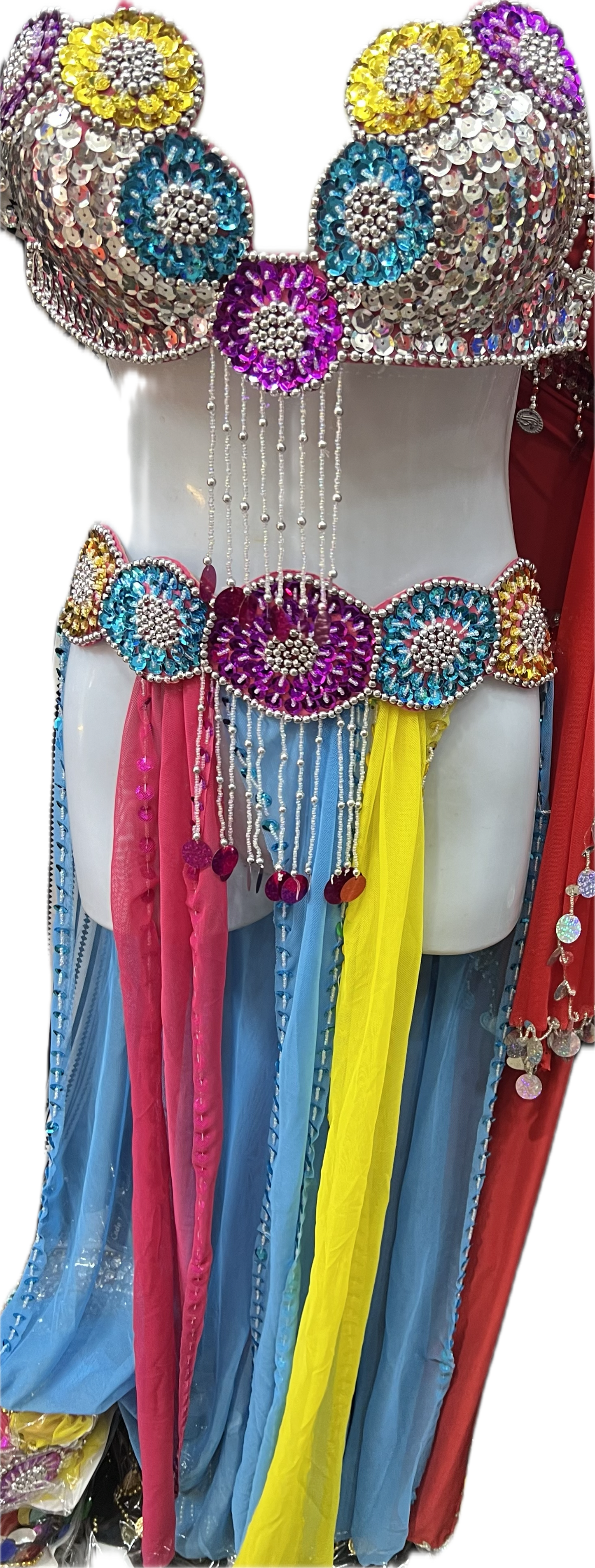 Sexy Egyptian professional belly dance costume, Handmade multi-colour belly dance outfit بدلة رقص شرقى