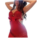 Ägyptisches sexy Bauchtanzkostüm, handgemachtes besticktes Dessouskleid بدلة رقص 