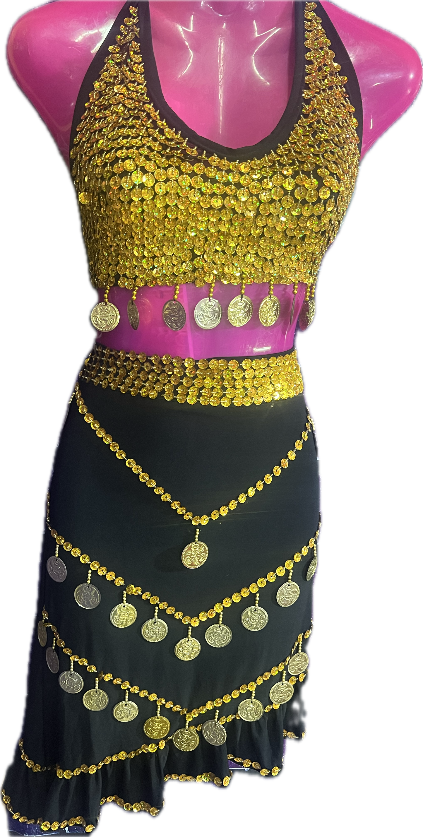 Egyptian sexy belly dance outfit, Handmade beaded Women dancing embellished Top and skirt بدلة رقص شرقى
