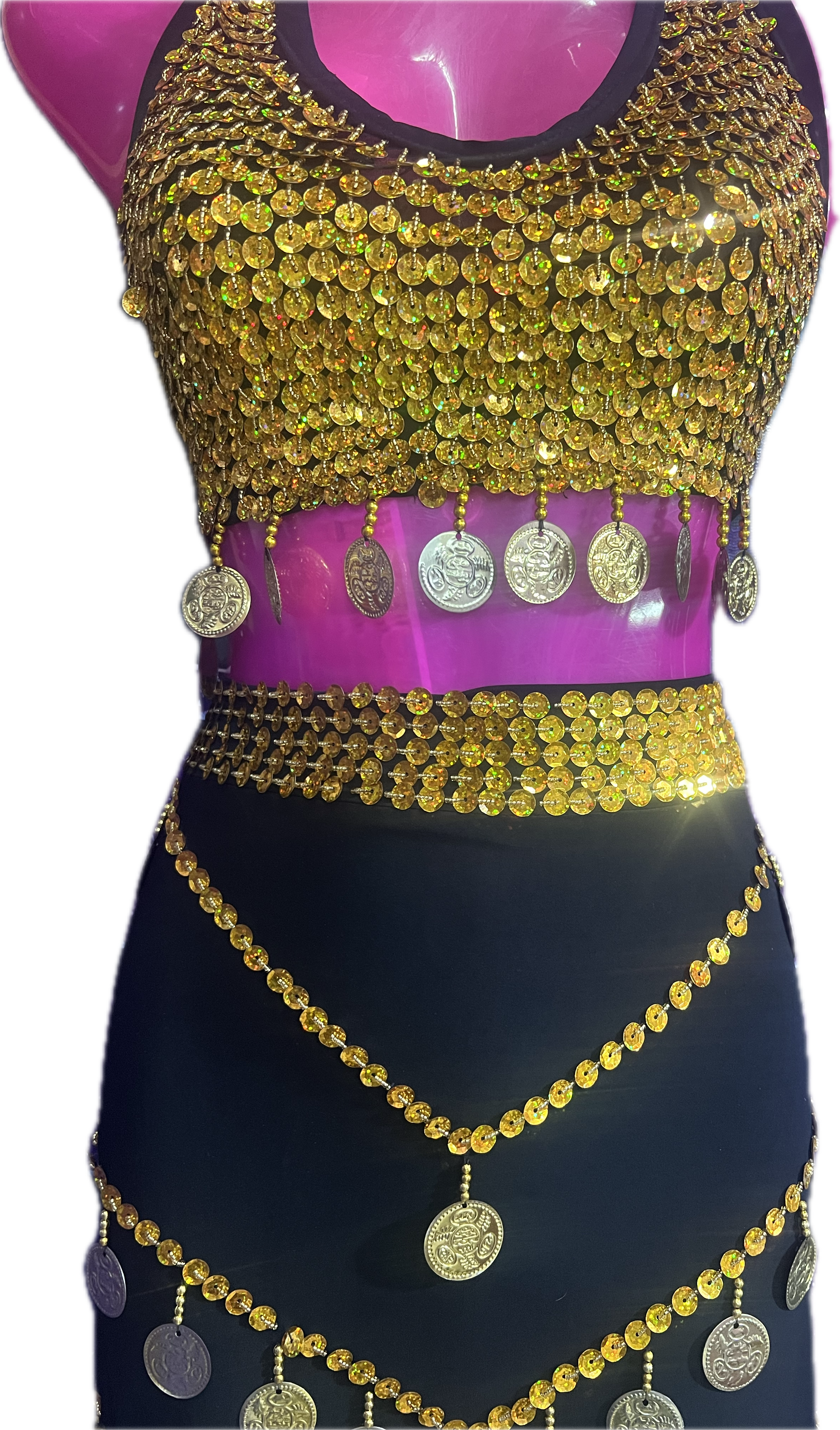 Egyptian sexy belly dance outfit, Handmade beaded Women dancing embellished Top and skirt