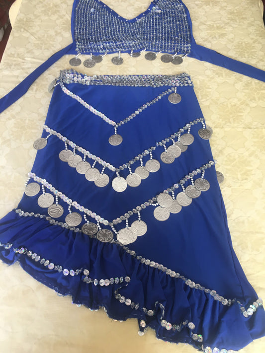 Egyptian sexy belly dance outfit, Handmade beaded Women dancing embellished Top and skirt بدلة رقص شرقى