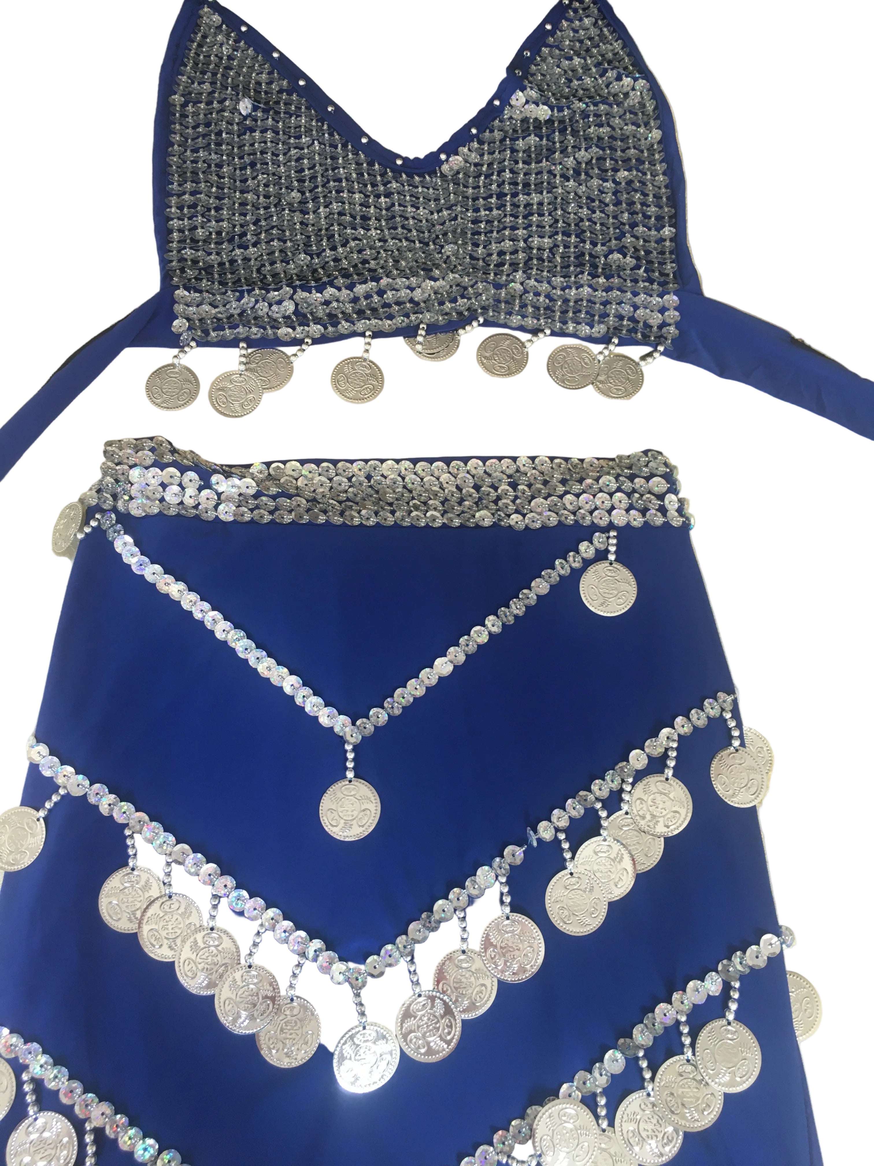 Egyptian sexy belly dance outfit, Handmade beaded Women dancing embellished Top and skirt بدلة رقص شرقى