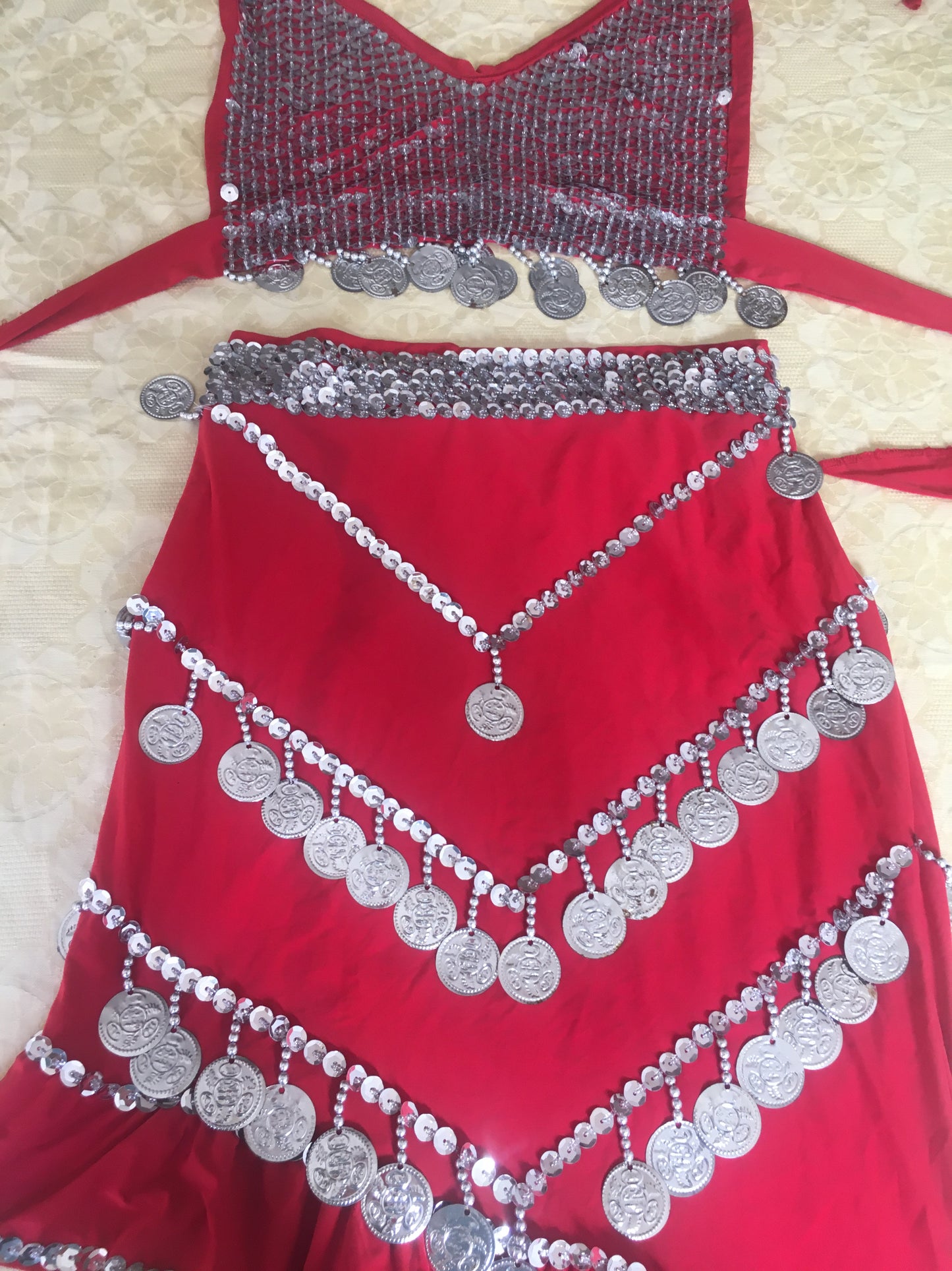 Egyptian sexy belly dance outfit, Handmade beaded Women dancing embellished Top and skirt بدلة رقص شرقى