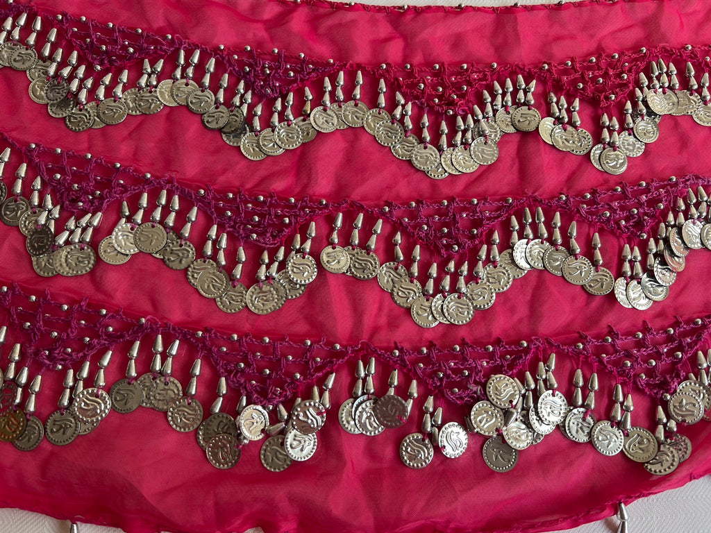 Sexy, heißer, ägyptischer roter handgemachter Bauchtanz-Hüftschal, Tanztuch für Damen, bestickter Tanzgürtel, 150 cm lang, 30 cm breit.