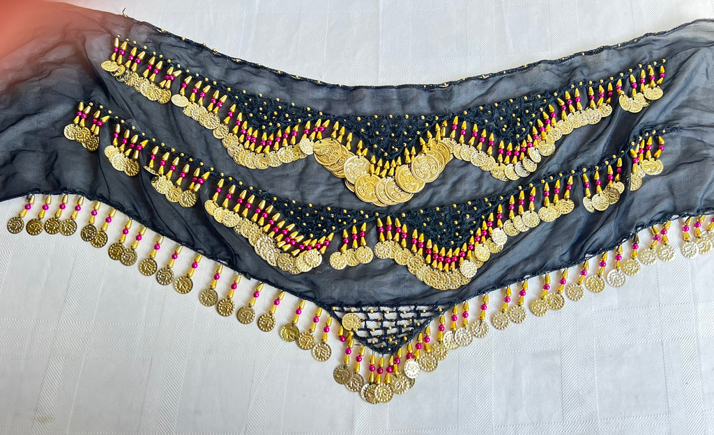 Sexy, heißer, ägyptischer roter handgemachter Bauchtanz-Hüftschal, Tanztuch für Damen, bestickter Tanzgürtel, 150 cm lang, 30 cm breit.