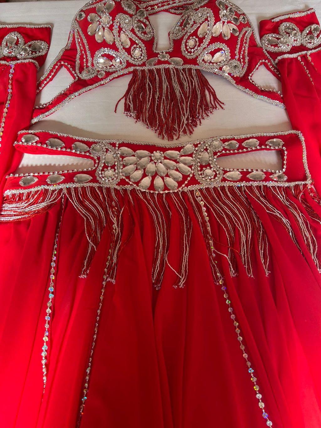 Professional Sexy red Belly Dance Costume from Egypt, Belly dancing Custom-made outfit, High quality ensemble.