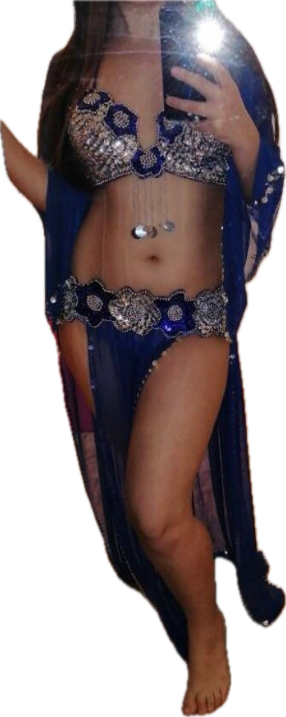 Sexy belly dance costume Royal blue belly dance outfit handmade women Lingerie