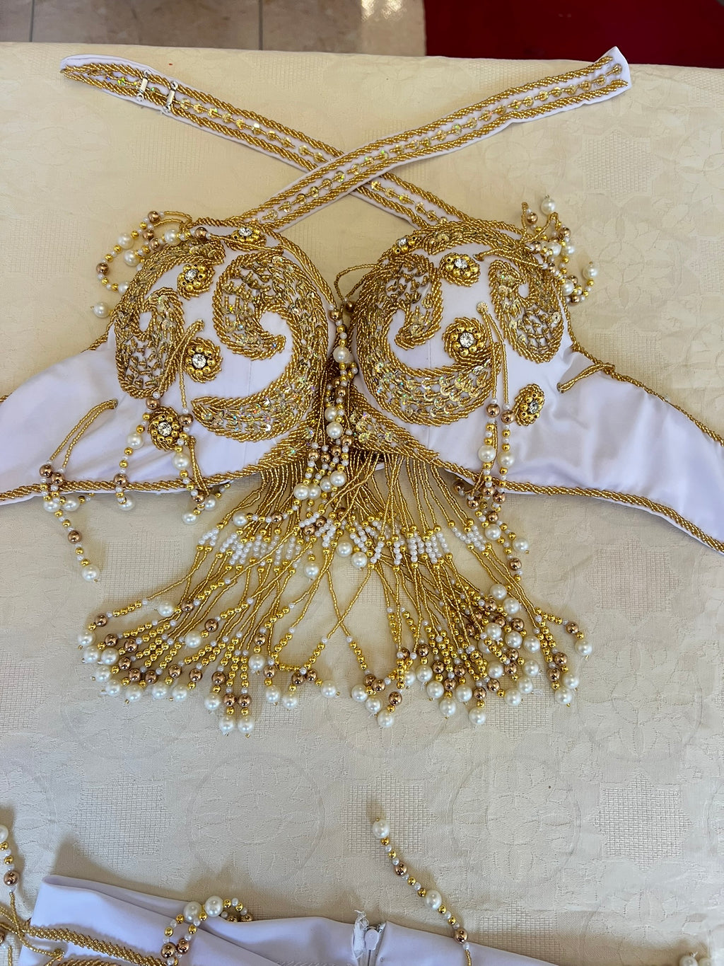 Professional belly dance costume, Handmade beaded embellished belly dance skirt and bra set, High quality