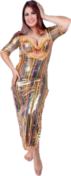 Egyptian Belly Dance Outfit – Handmade Galabia Dress & Bra Set with Embellishments