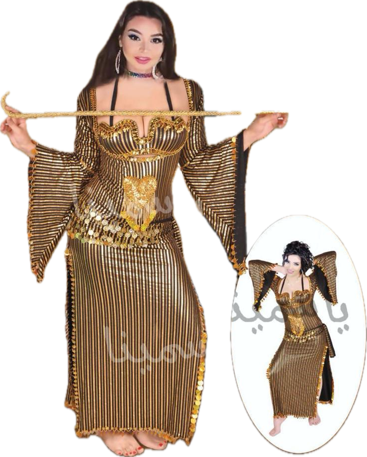 Egyptian belly dance dress with bra, handmade embellished Saidi dance outfit جلابية رقص شرقى