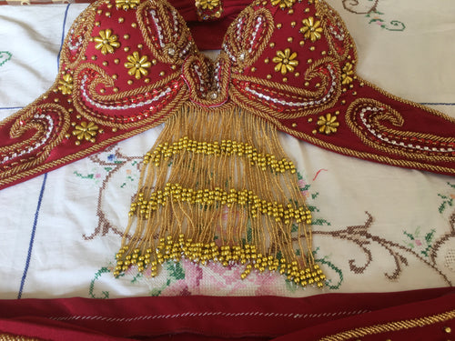 Custom Belly Dance Costume – Handmade Oriental Dance Dress from Egypt, Beaded Lycra Outfit, Made‑to‑Order Performance Set