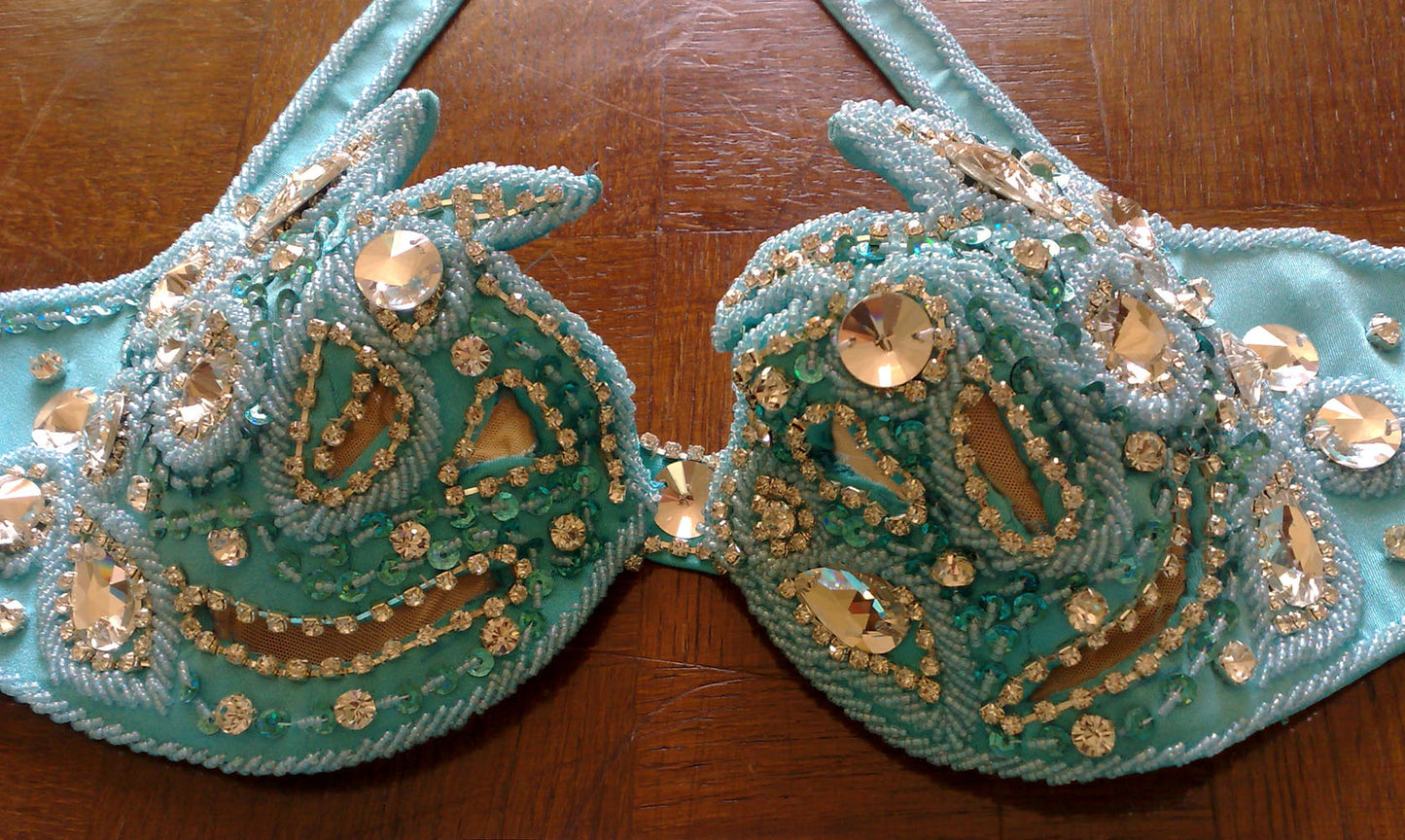 Sexy Egyptian professional belly dance costume, New Custom-made Belly Dance Dress, Handmade stitched dance outfit with side cutouts.