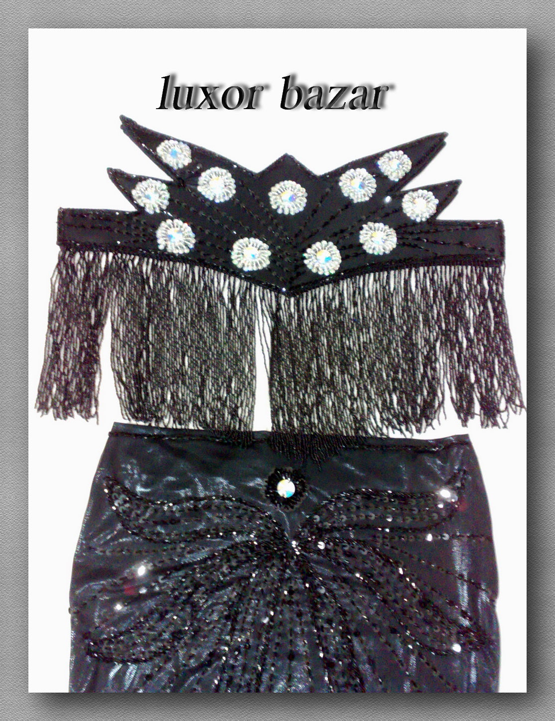 Professional belly dance costume set, Oriental dance ensemble, dancing set includes to, skirt and belt, handmade beaded and sequined.