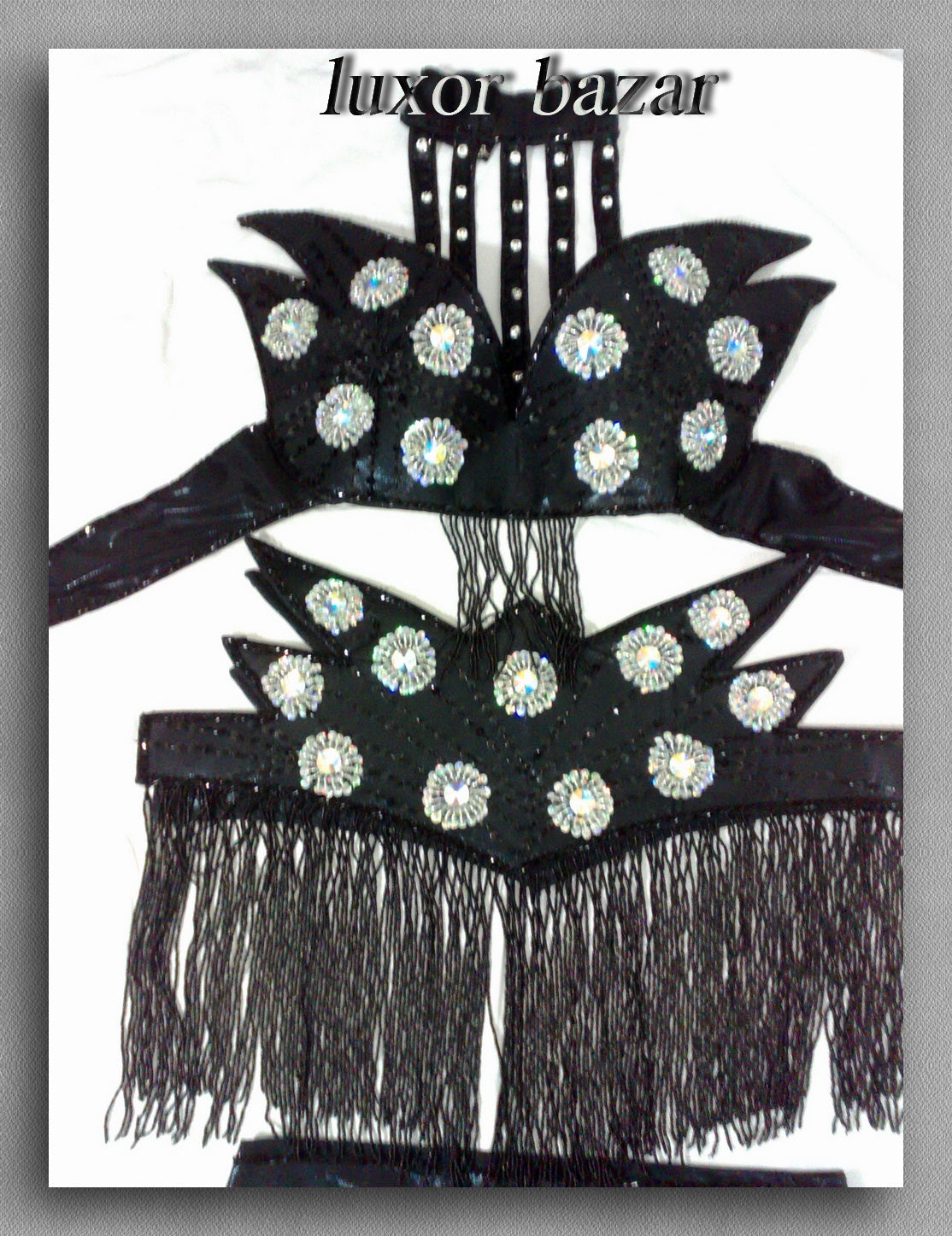 Professional belly dance costume set, Oriental dance ensemble, dancing set includes to, skirt and belt, handmade beaded and sequined.