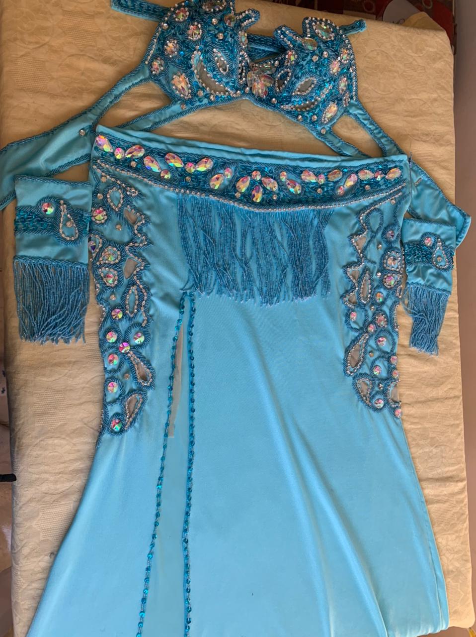 Sexy Egyptian professional belly dance costume, New Custom-made Belly Dance Dress, Handmade stitched dance outfit with side cutouts.