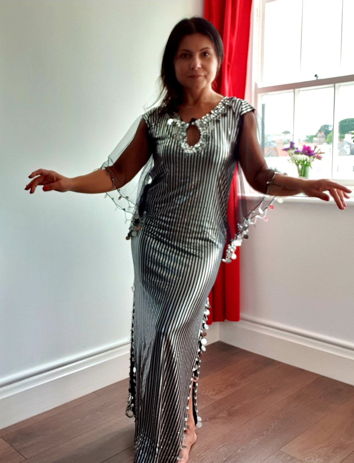 Egyptian sexy belly dance handmade embellished dress Saidi belly dance outfit, حلابية رقص شرقى
