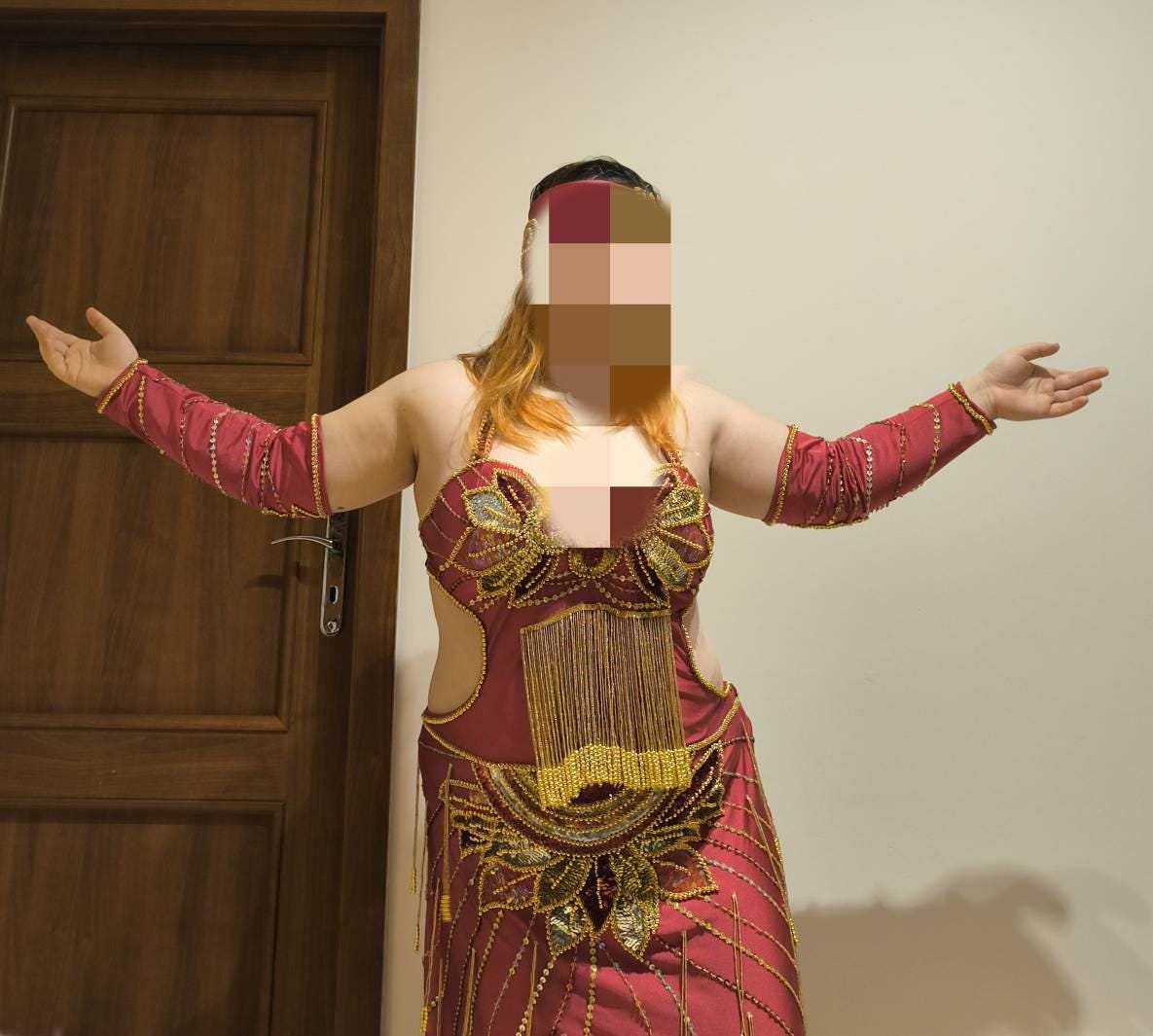 Stunning wine-red belly dance costume professional made to order belly dancer costume handmade colourful sequined belly dance outfit