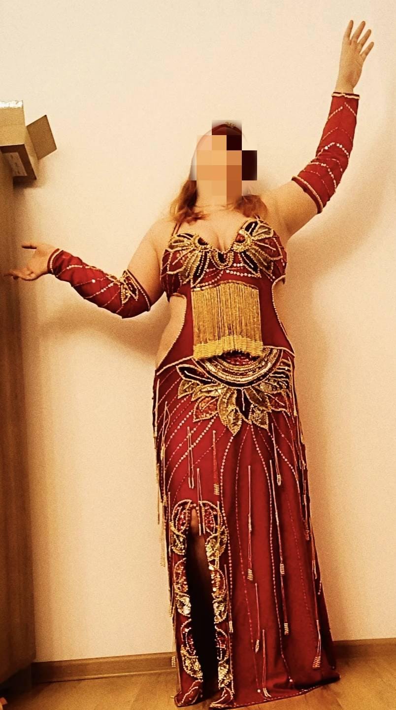 Stunning wine-red belly dance costume professional made to order belly dancer costume handmade colourful sequined belly dance outfit