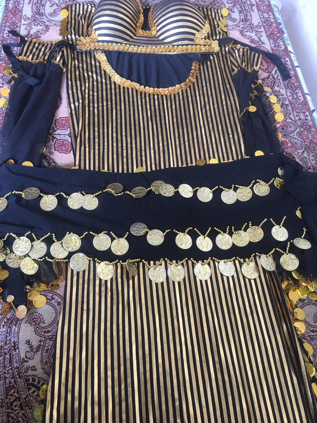 Egyptian Belly Dance Costume, Saidi Dress, Baladi Galabia, Fallahi Abaya with Bra, Oriental dance handmade embellished outfit, بدلة رقص شرقى
