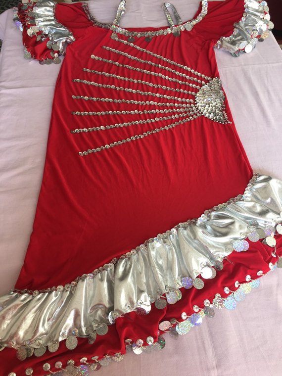 Egyptian Belly Dance Dress Iskandaryan Costume, Galabia, Fallahi, Melaya dress جلابية رقص شرقى اسكندرانى