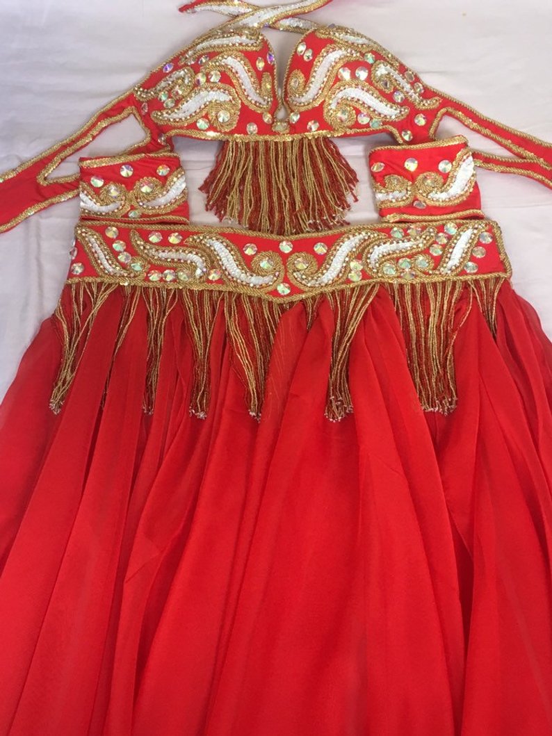 Professional Belly Dance Costume From Egypt BELLYDANCE Custom Made Any Colour, New Handmade Embroidered Outfit, Gypsy oriental dance costume