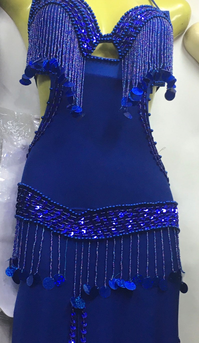 Egyptian Sexy belly dance costume, handmade embroidered bellydance dress unisize
