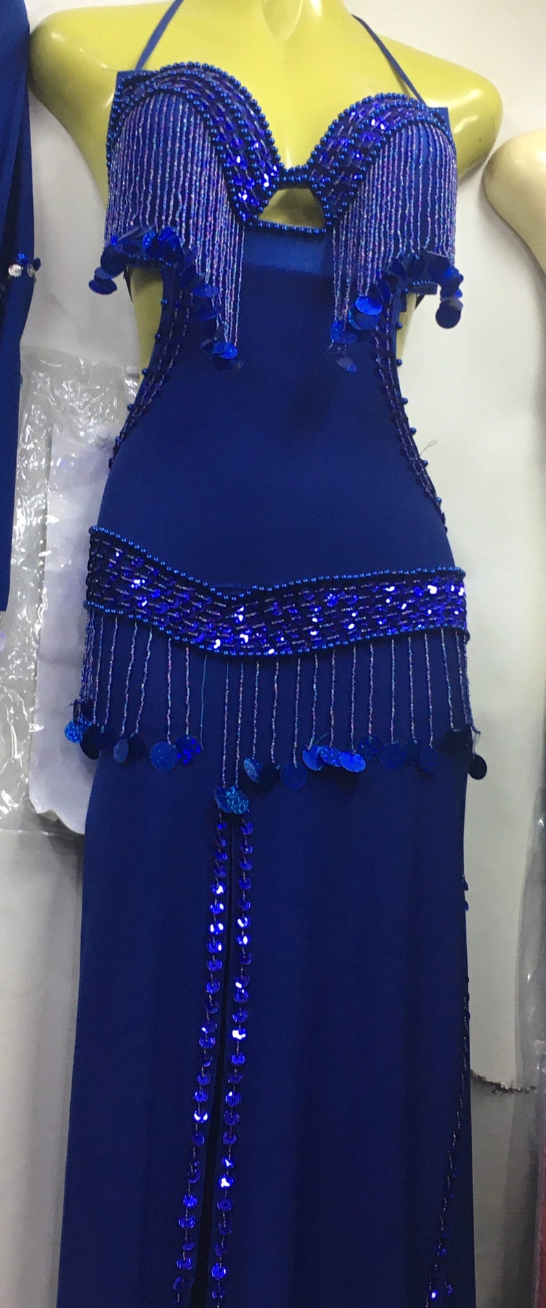 Egyptian Sexy belly dance costume, handmade embroidered bellydance dress unisize
