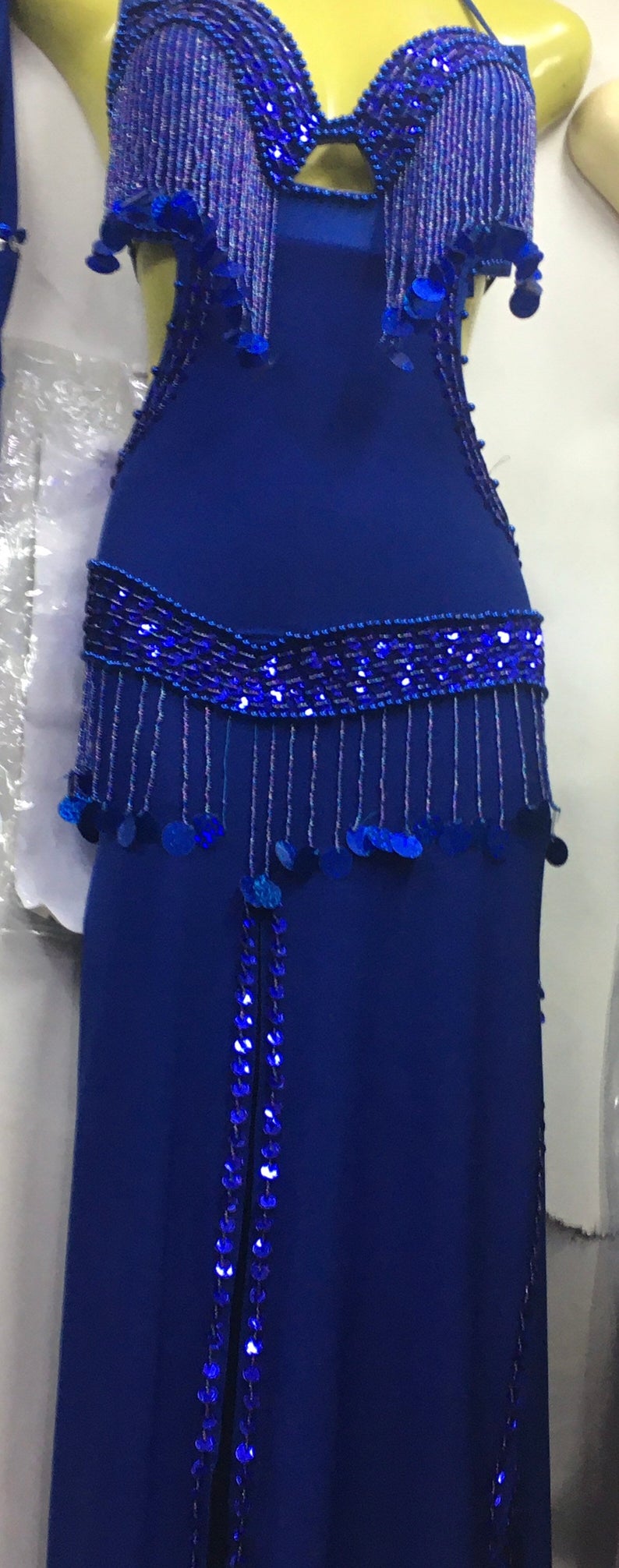 Egyptian Sexy belly dance costume, handmade embroidered bellydance dress unisize