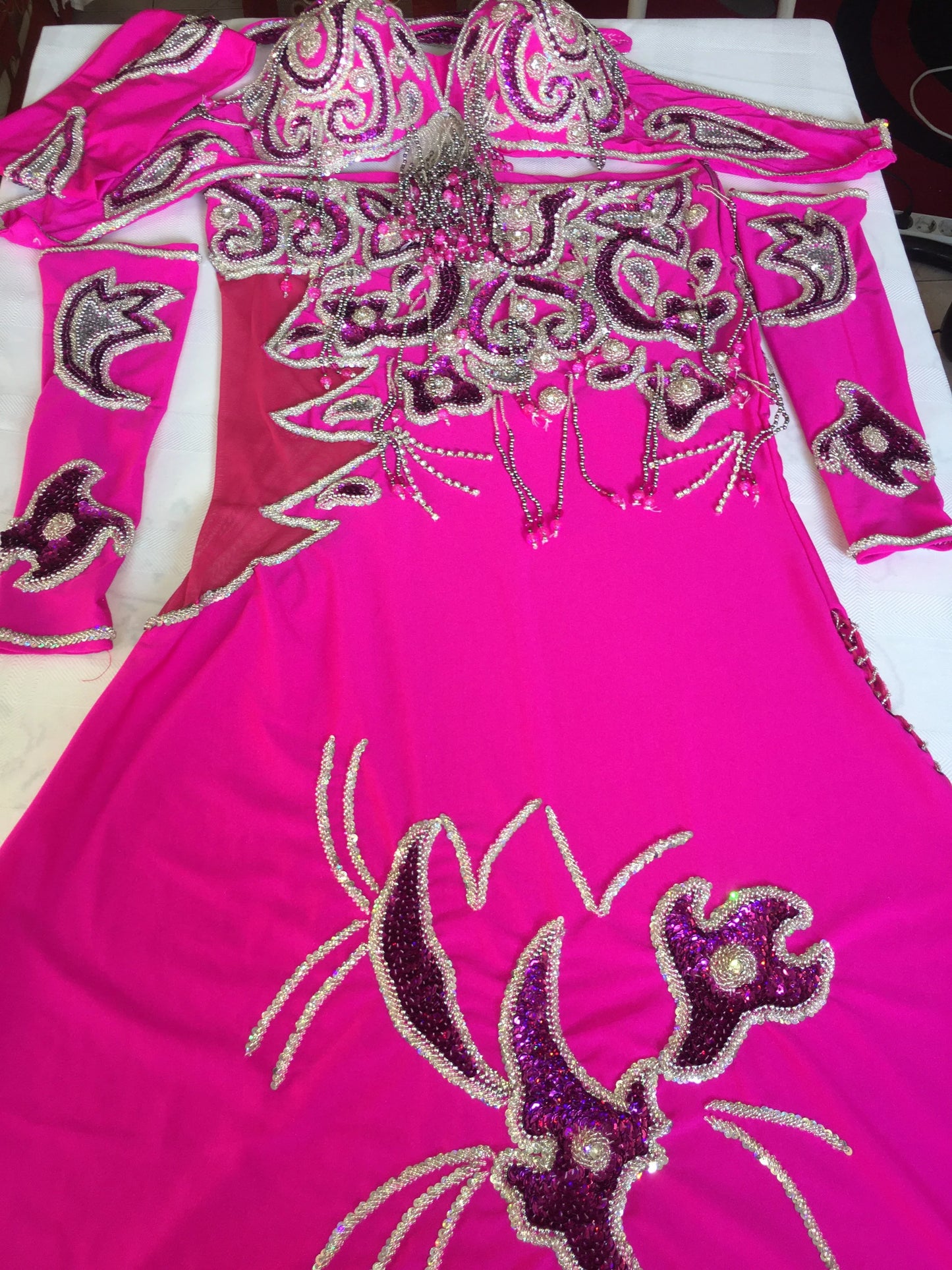 Professional Belly Dance Costume From Egypt BELLYDANCE Custom Made Any Colour ,New Gypsy Dance Outfit, Handmade Embroidered Costume