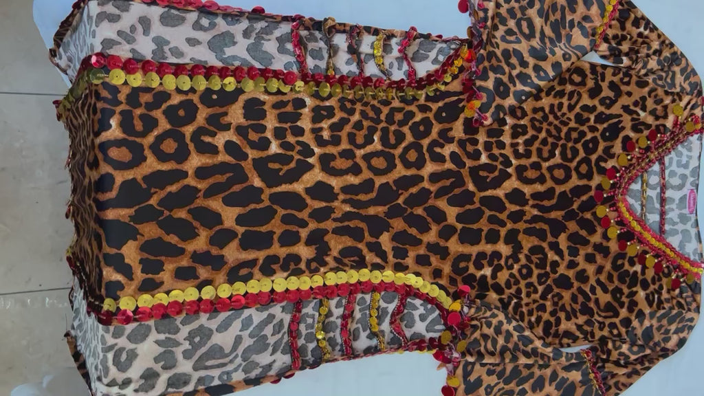 Egyptian Belly Dance Dress – Saidi Baladi Galabia Leopard Abaya Kaftan جلابية رقص شرقى with Handmade Embroidery