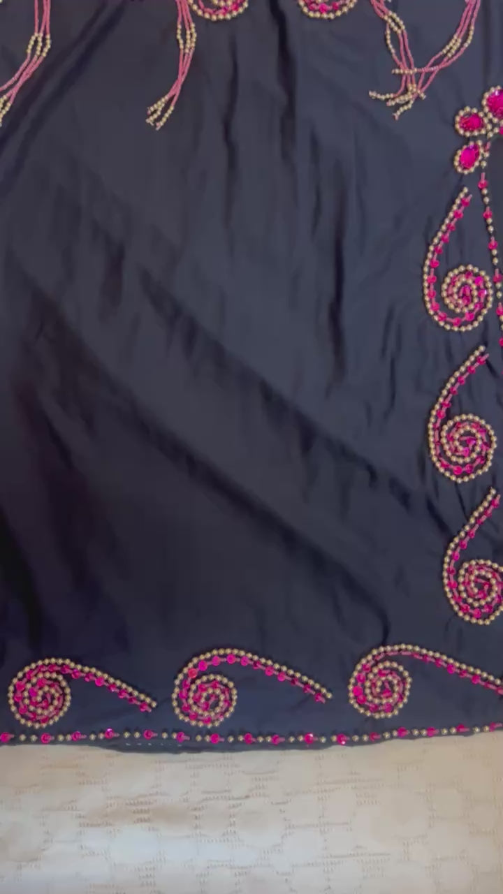 Authentic Egyptian Belly Dance Costume - Handmade Elegant Navy Blue Professional Belly dancing Dress