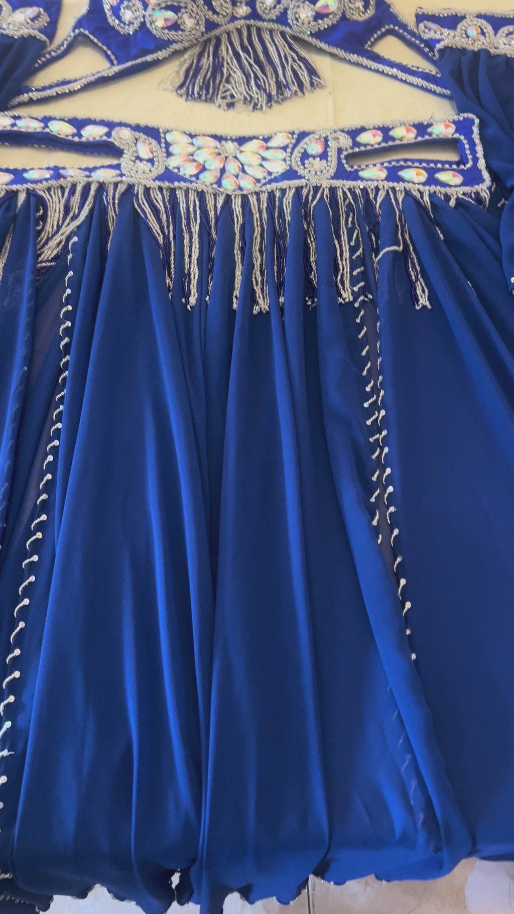 Luxurious high-quality royal blue belly dance costume