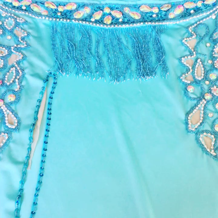 Handmade Egyptian Belly Dance Costume – Custom Lycra Outfit with Sexy Cutouts, Bra, Skirt & Sleeves – Luxor Bazar Exclusive