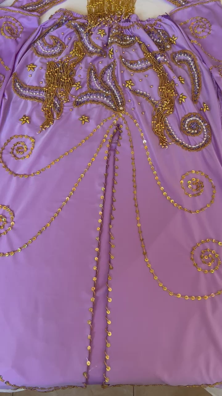 Elegant light purple professional belly dance costume, Luxurious custom dance set