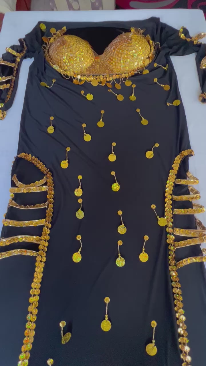 Neues sexy ägyptisches Bauchtanzkostüm Saidi-Kleid, Baladi Galabia, Fallahi Abaya