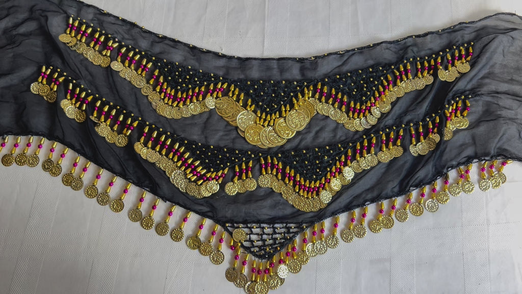 Sexy, heißer, ägyptischer roter handgemachter Bauchtanz-Hüftschal, Tanztuch für Damen, bestickter Tanzgürtel, 150 cm lang, 30 cm breit.