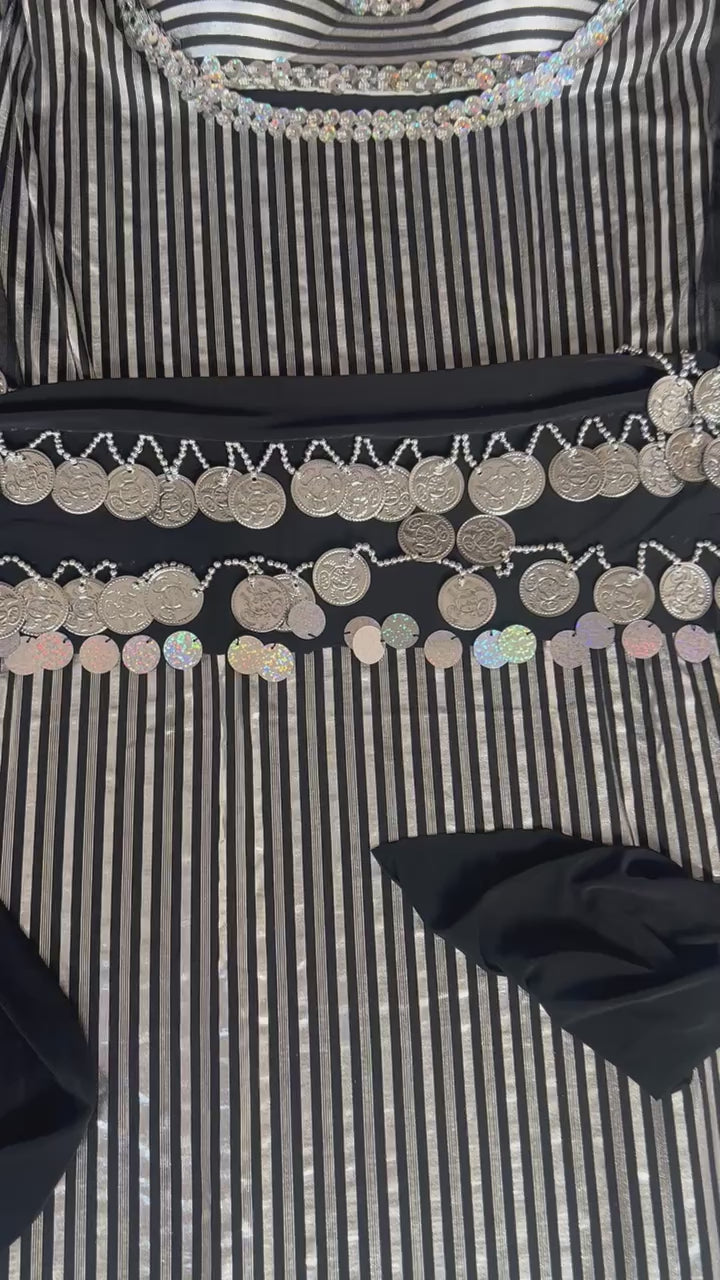 Egyptian Belly Dance Costume, Saidi Dress, Baladi Galabia, Fallahi Abaya with Bra, Oriental dance handmade embellished outfit, بدلة رقص شرقى