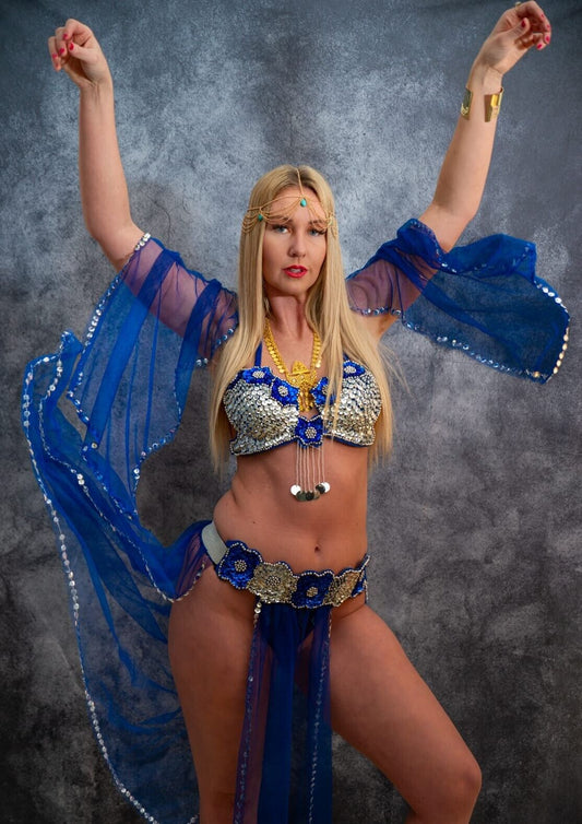 Sexy belly dance costume Royal blue belly dance outfit handmade women Lingerie