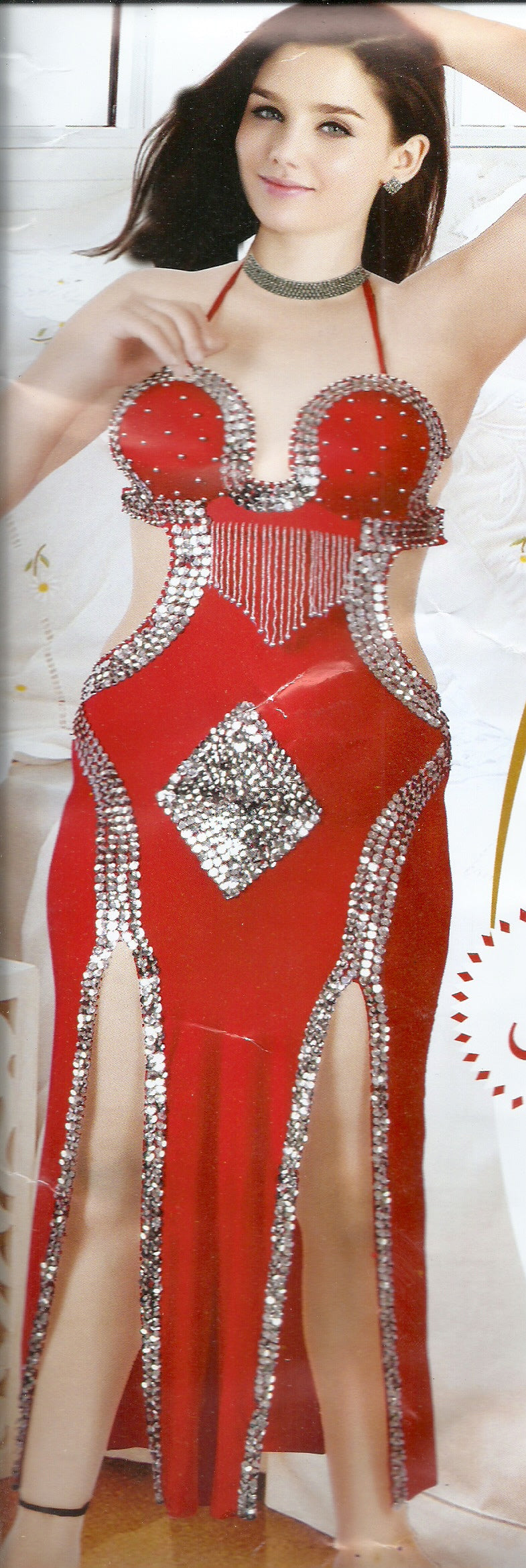 Sexy Bauchtanzkleid mit angenähtem BH, neues handgefertigtes Tanzkostüm mit Perlen 